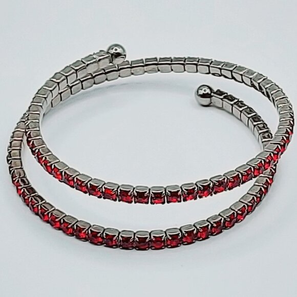 Ruby Red Rhinestone Bangle - Picture 2 of 12